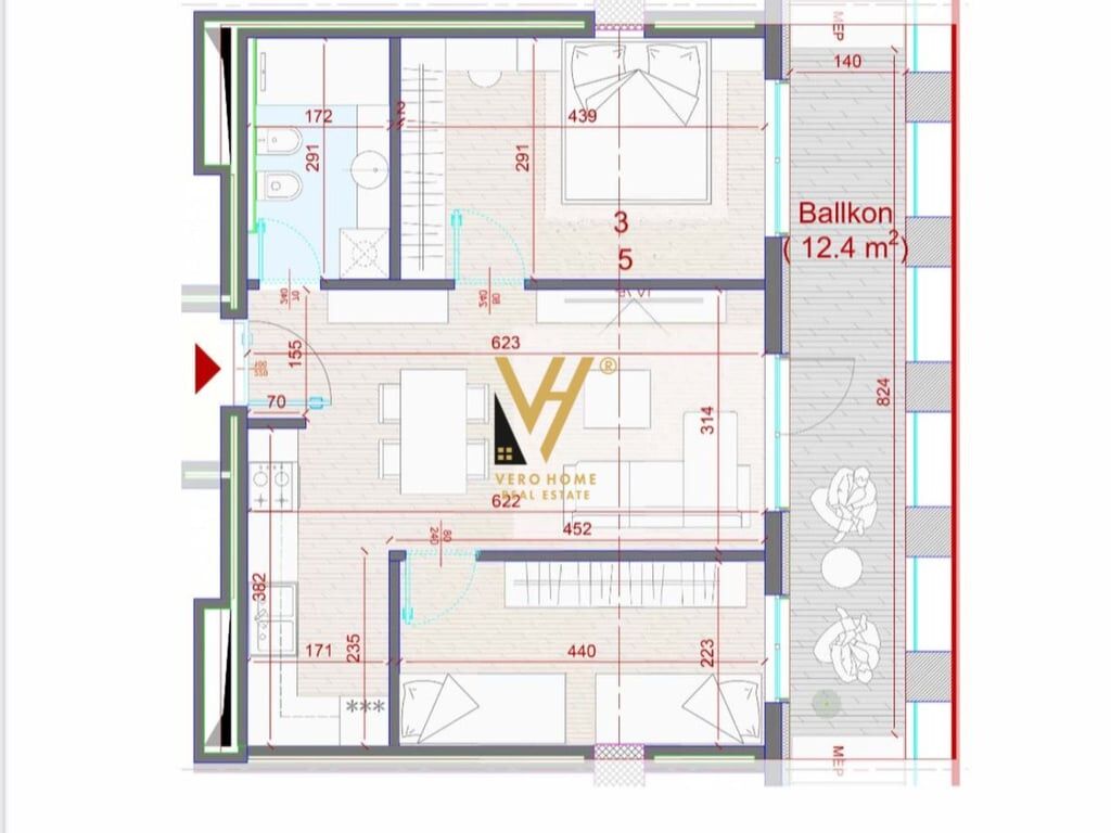VENDESI APPARTAMENTO 2+1+BLK A ZOGU I ZI 222.000 EURO