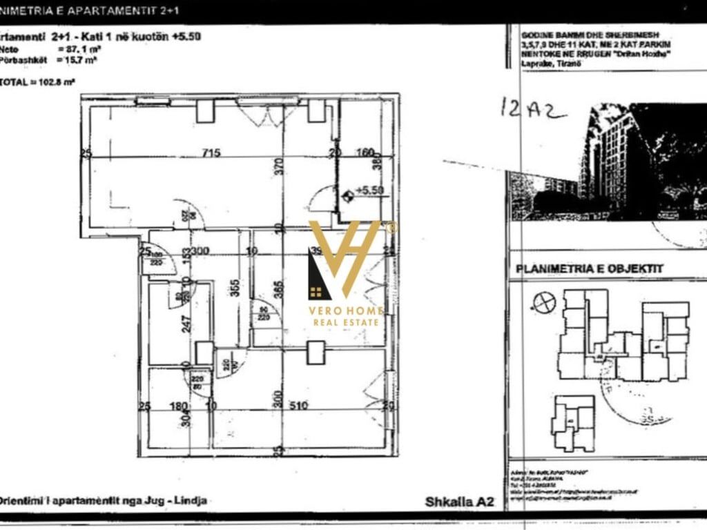 SHITET APARTAMENT 2+1+BLK NE LAPRAKE 155.000 EURO