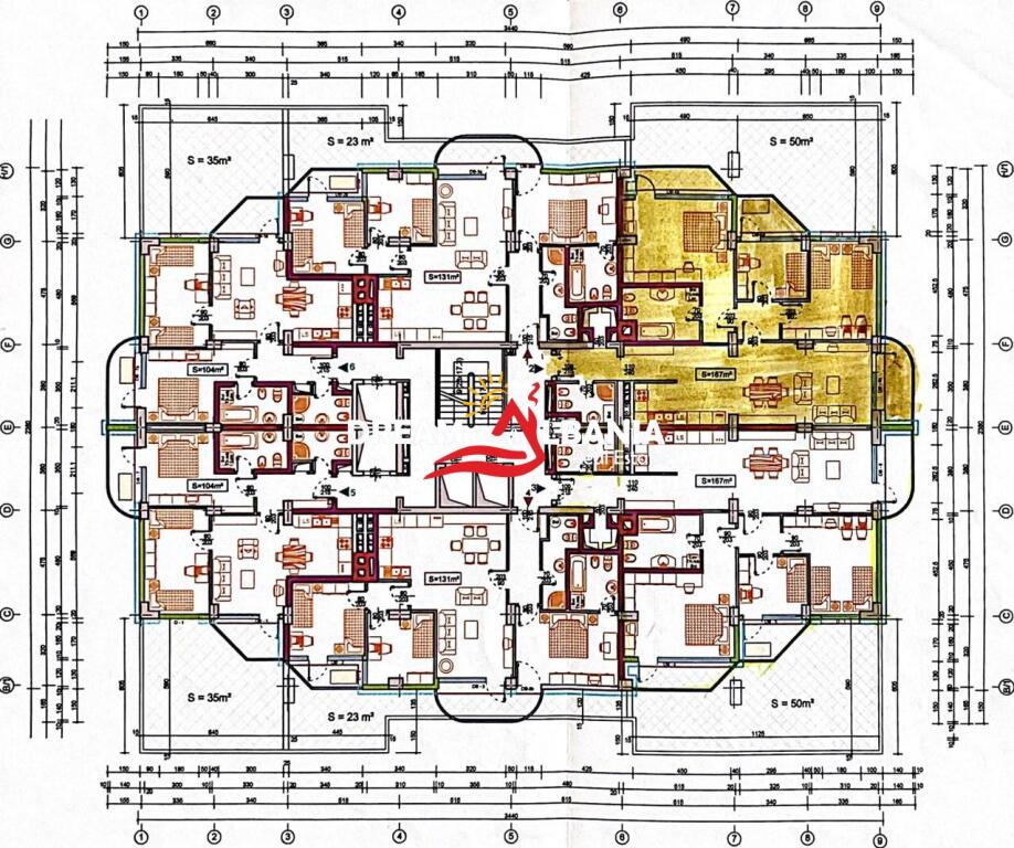 3+1 apartment with 2 bathrooms for sale in Bllok, near Sky Tower in Tirana. (ID 4131454)