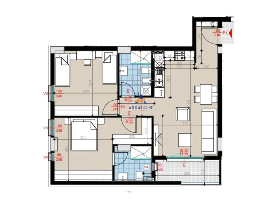SHITET APARTAMENT 2+1+BALLKON "RRUGA E KOSOVAREVE" 390.920 EURO