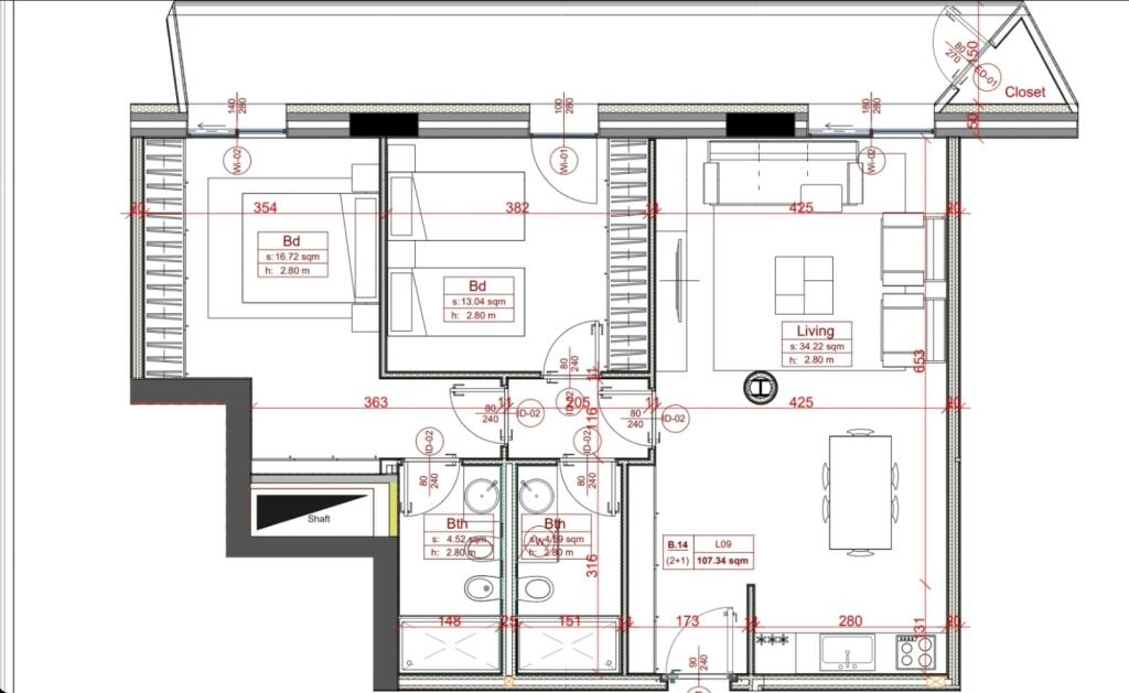 Apartament 2+1+2WC ne Shitje tek Rruga e Kosovareve ne Tirane (ID 41211907)