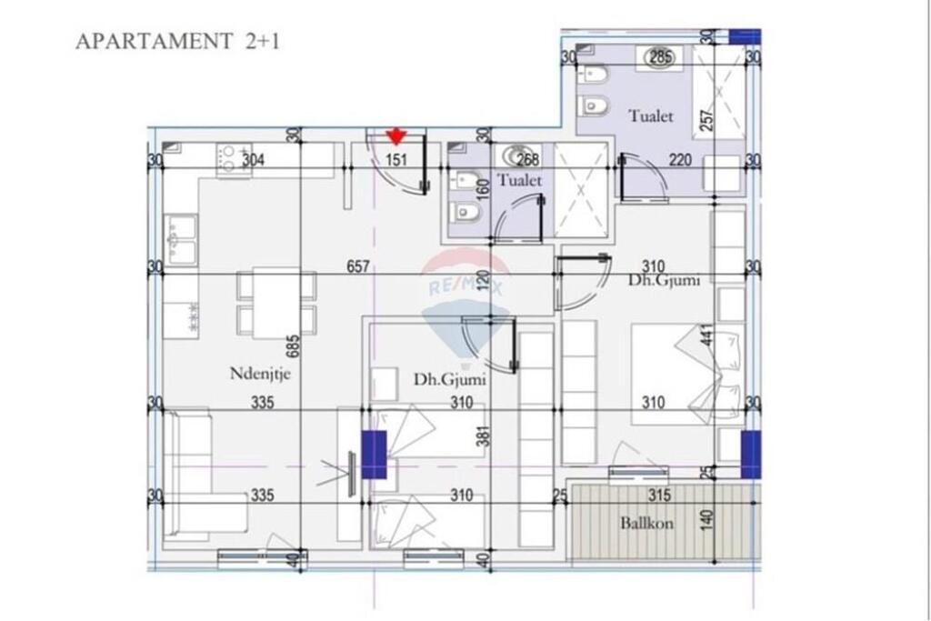Apartament 2+1 në Tiranë hyrje 2