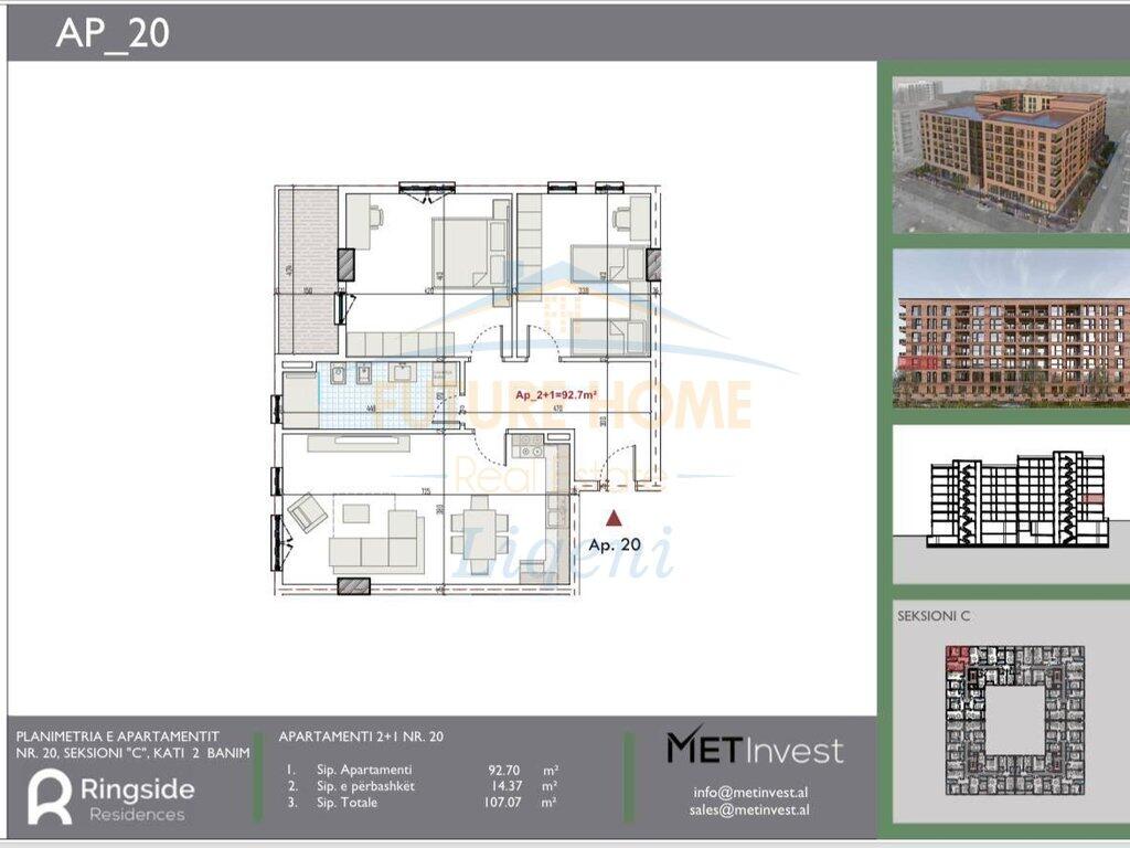For sale, Apartment 2+1, "RingSide" Residence, Paskuqan, Tirana.
