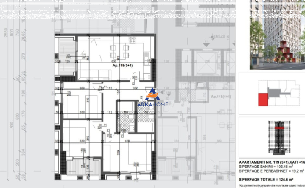 VENDESI APPARTAMENTO 3+1+BALCONI "FILIGREE TOWER, VIA XHANFIZE KEKO" 274.120 EURO