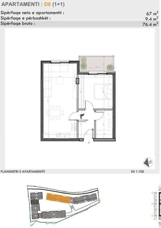 SHITET APARTAMENT 1+1 TEG 152.800 EURO