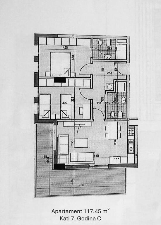 Appartamento 2+1 in vendita, 117,45 m², 7° piano, Univers City, Tirana