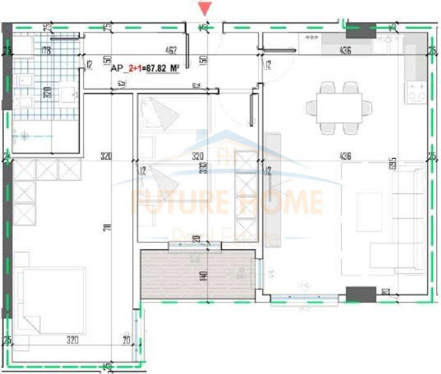 Shitet, Apartament 2+1+2 +Post Parkim, Babrru "Bridge Side Residence", Tiranë