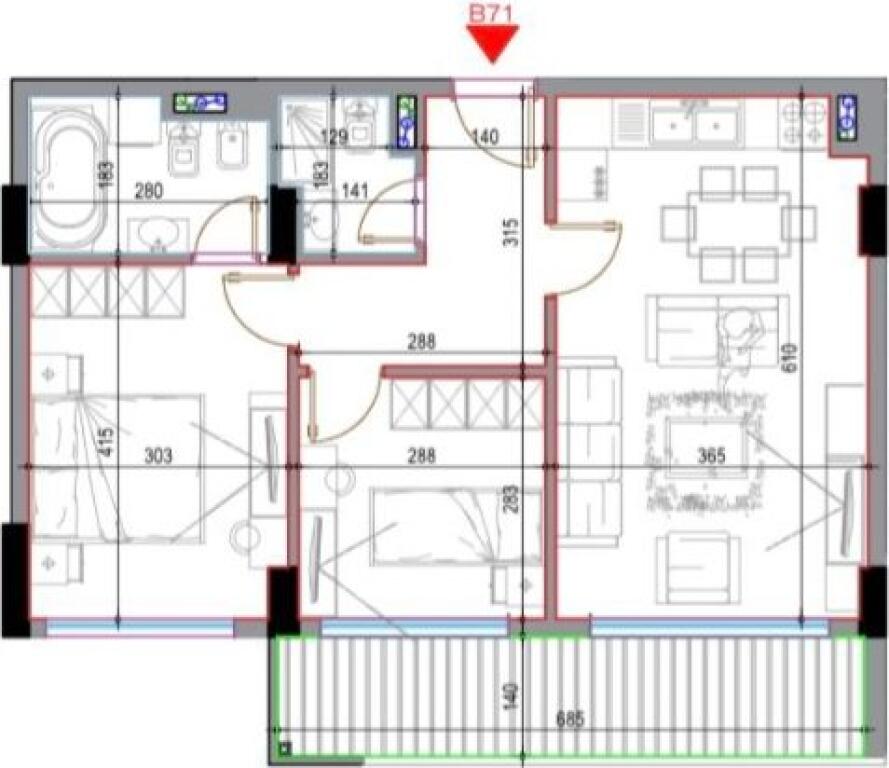 Apartament 2+1+2 ne shitje tek Casa Italia
