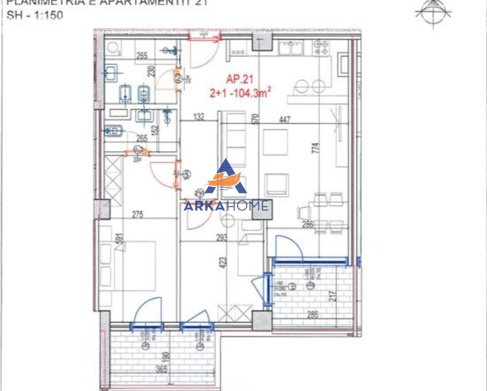 FOR SALE APARTMENT 2+1+BALCONY "IBRAHIM PASHE BUSHATLLIU STREET, DON BOSKO" 186,150 EURO