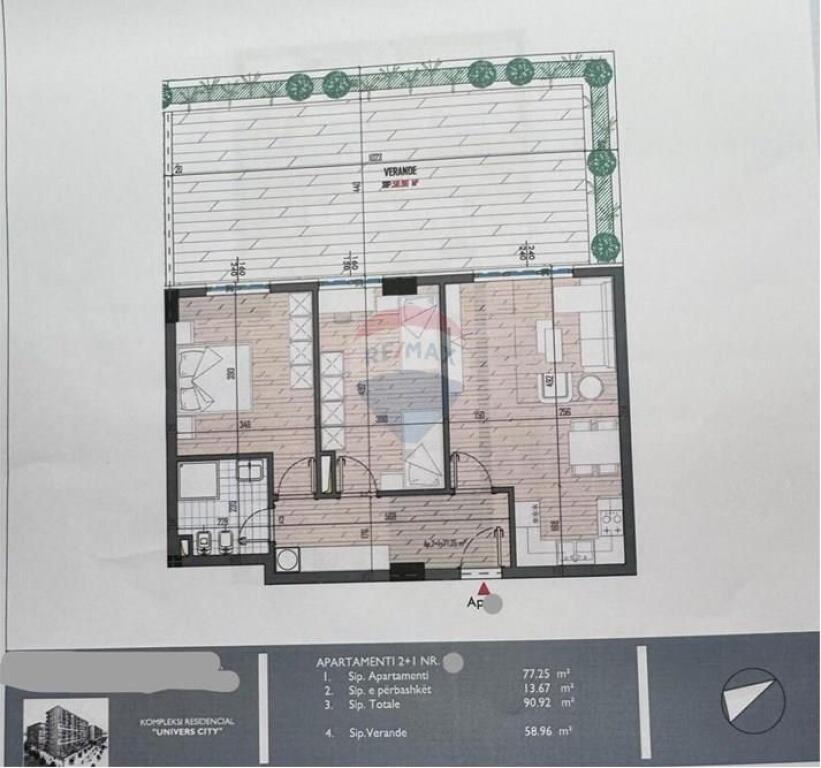 Apartment 2+1 with veranda at Univers City