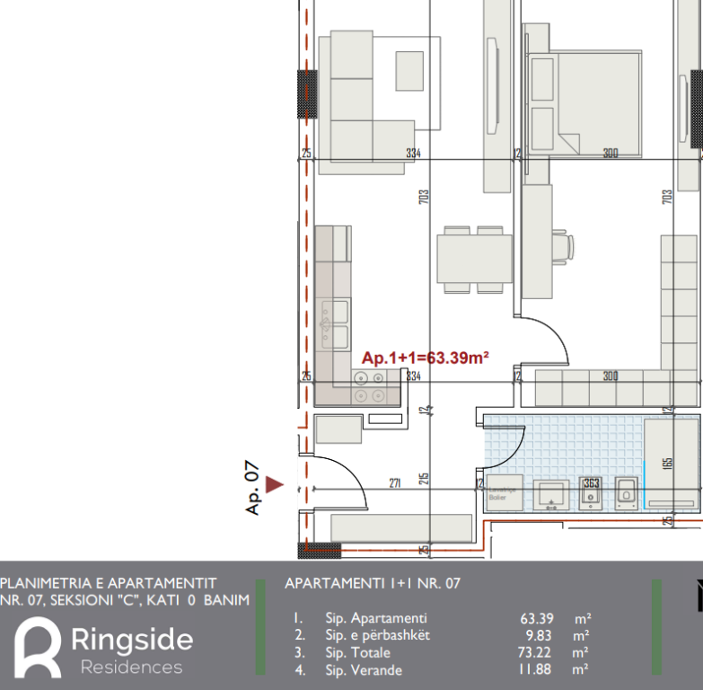 For sale, Apartment 1+1, Ringside Residence, Paskuqan