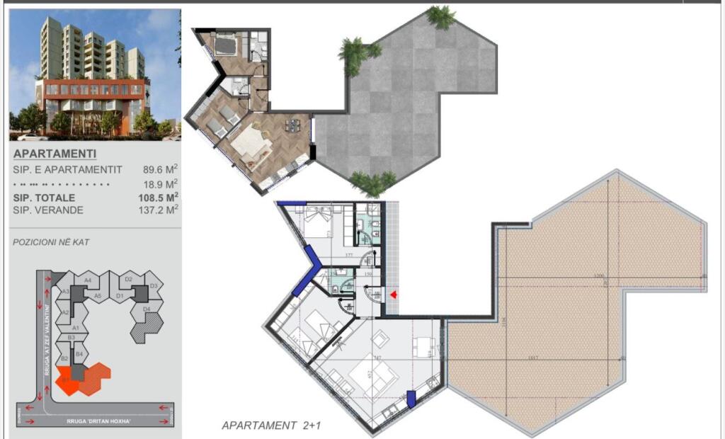 VENDESI APPARTAMENTO 2+1 ZOGU I ZI 270.000 EURO