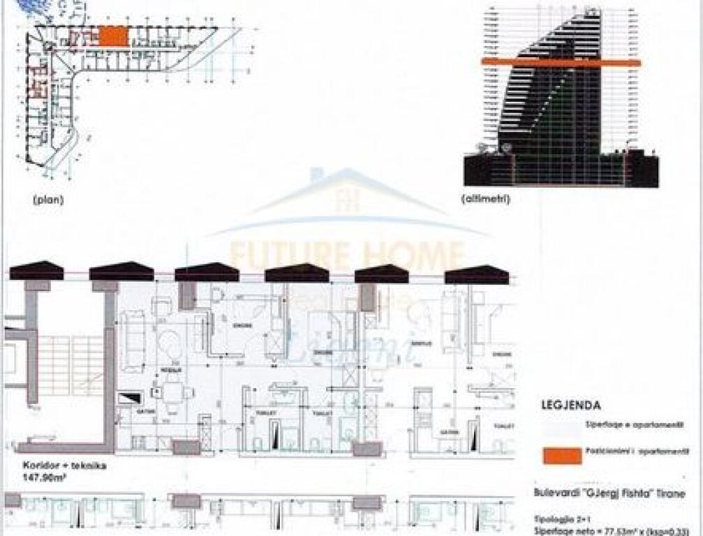 Shitet, Apartament 2+1+2, Ekspozita Building, Tiranë.
