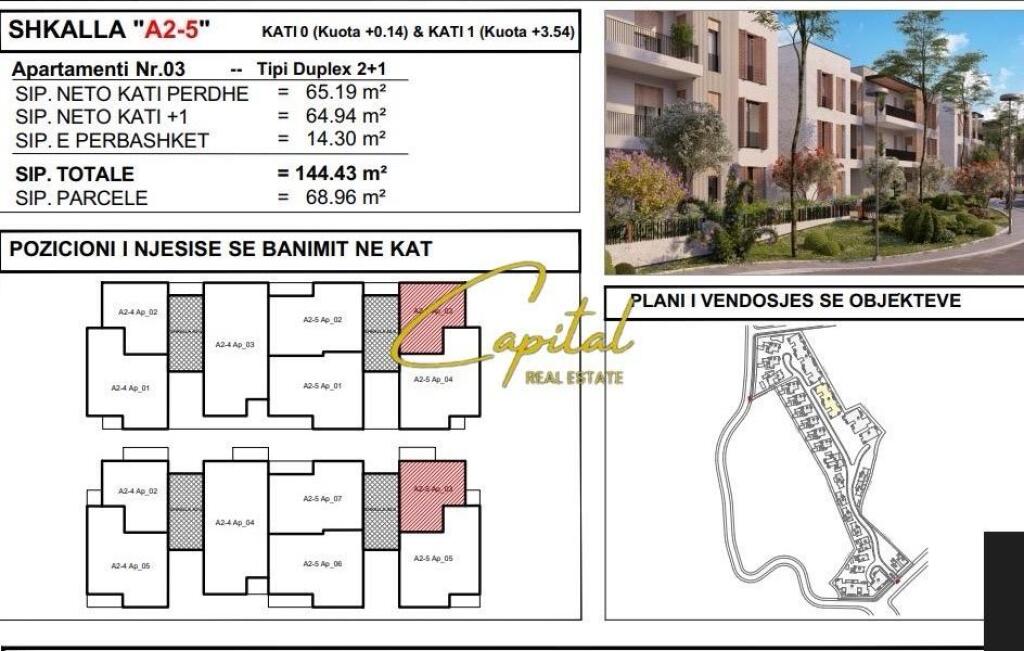 SHITET APARTAMENT 2+1 MJULL-BATHORE 360.000 EURO