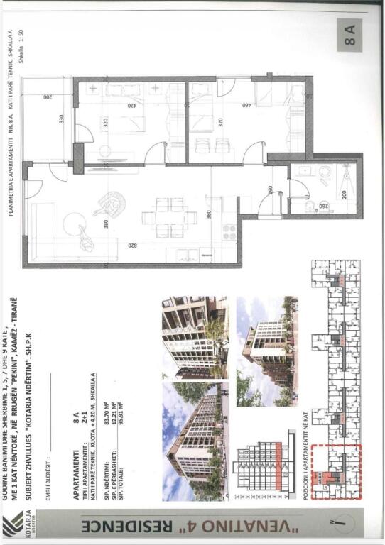 Apartments for sale in Kamëz – Complex “Venatino”, Pekinë Street