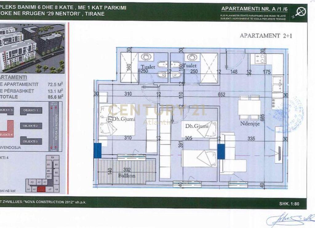 Tirana new entry 2+1+2bathrooms+balcony for sale 102,720 €