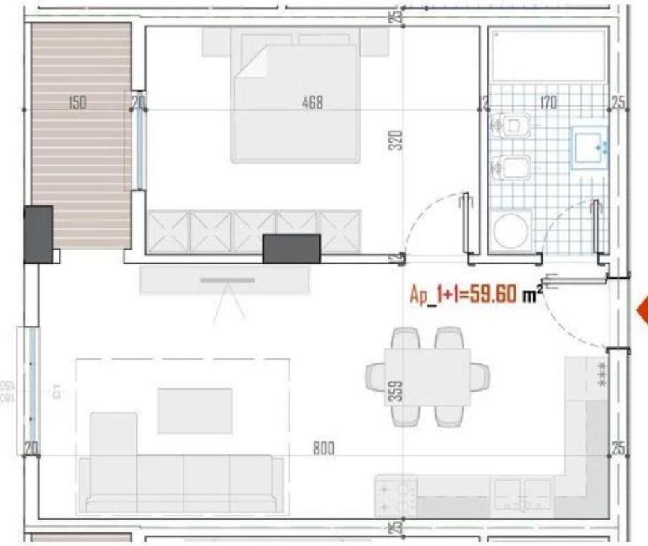Apartment 1+1 for sale in Pakuqan!