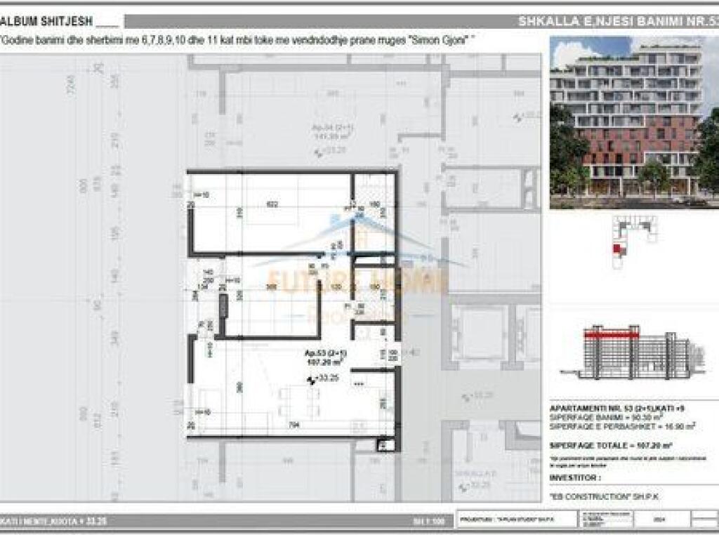 For sale, Apartment 2+1+2, Mei’s Garden Residence, Former Aviation Field, Tirana
