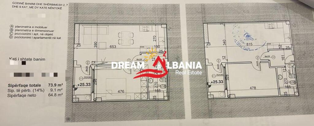 Apartment 1+1 for sale near QSUT on Dibra street, Tirana ID (41111190)