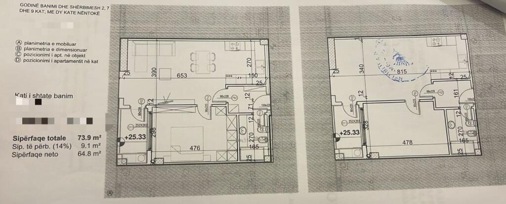 Apartment 1+1 for sale near QSUT on Dibra street, Tirana ID (41111190)
