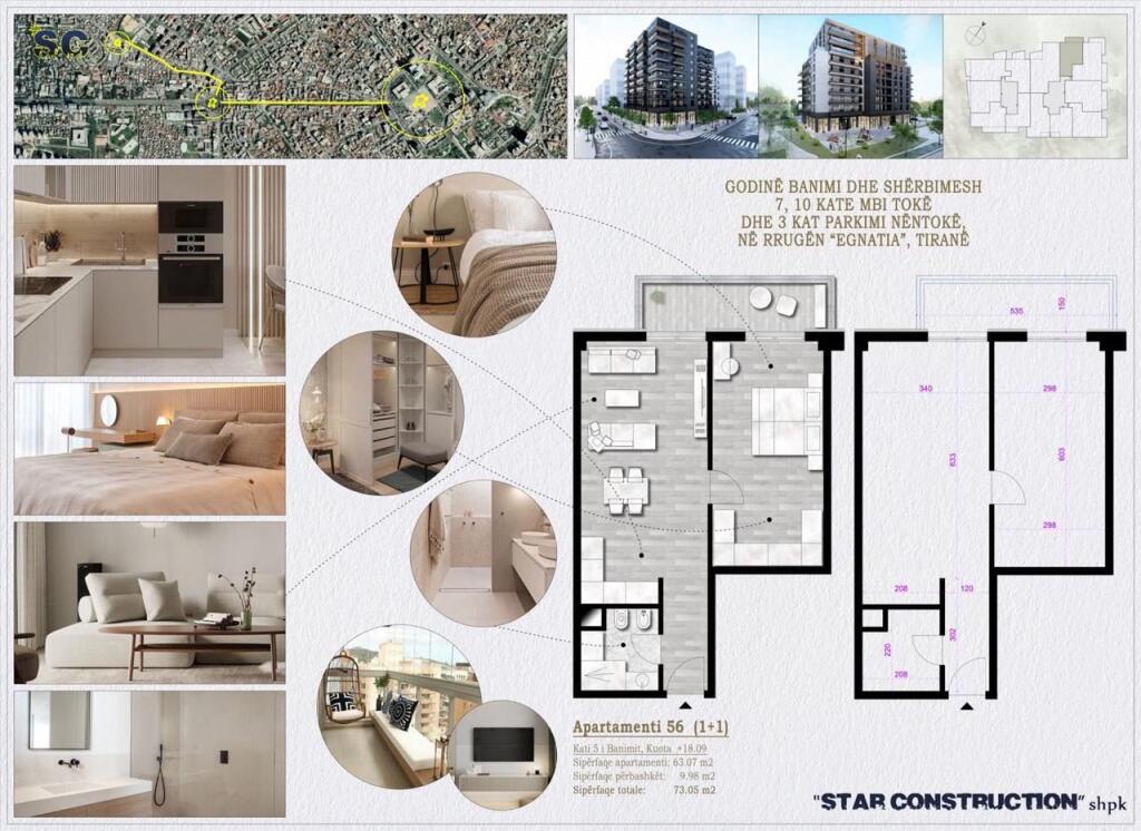 Shitet apartament 1+1 Star Bosko Rruga egnatia