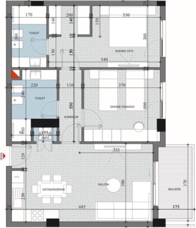 ✨Shitet Apartament 2+1+2+Depo me Garderobë | 📍Diellon 2 Residence, Paskuqan