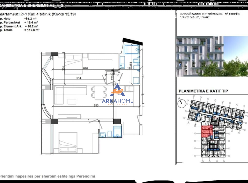 VENDESI APPARTAMENTO 2+1+BALCONE "RRUGA JAVER MALO, ISH PARKU" 225.600 EURO