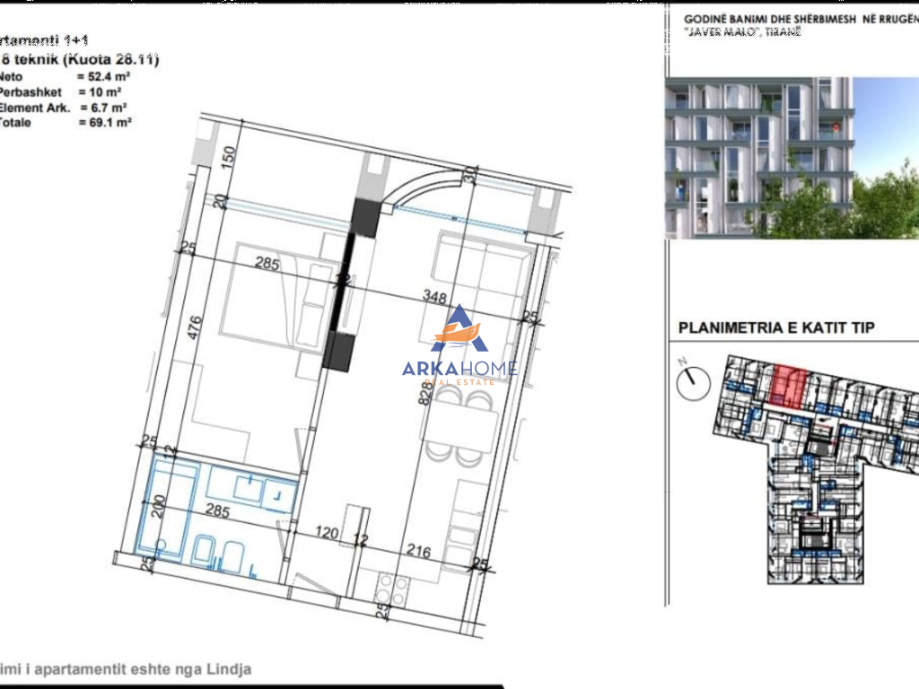 IN VENDITA APPARTAMENTO 1+1+BALCONE "RRUGA JAVER MALO, ISH PARKU" 138.200 EURO