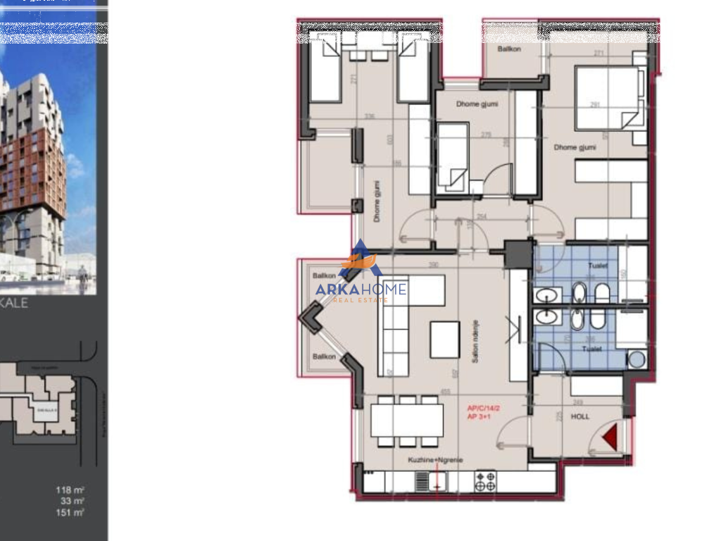FOR SALE APARTMENT 3+1+BALCONIES "HORA VERTIKALE, ZOGU I ZI" 377,500 EURO