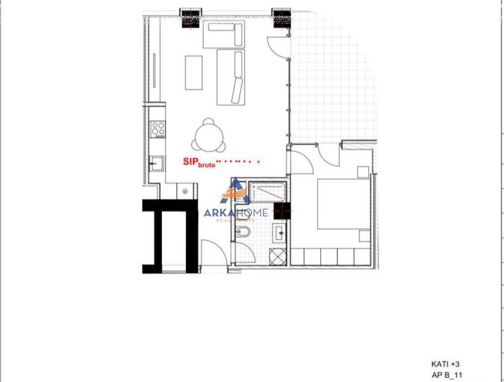 SHITET APARTAMENT 1+1 "URBAN GATE" 117600 EURO