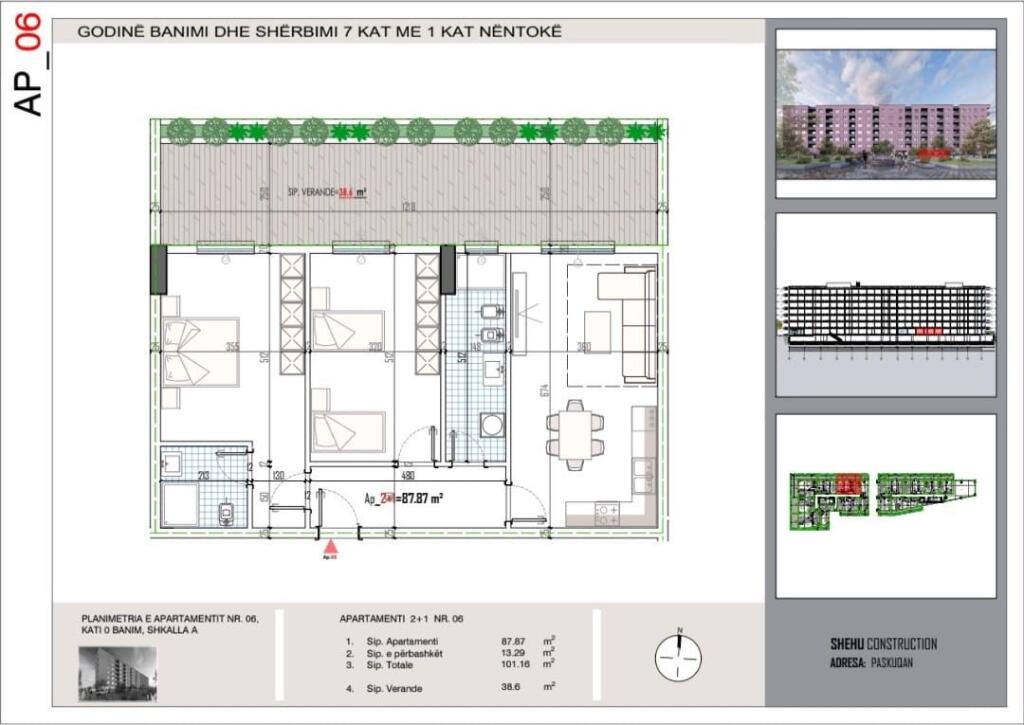 2+1 with veranda, in Paskuqan, 125 thousand euros