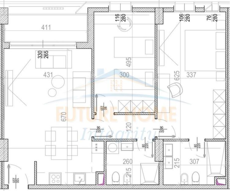 For sale, Apartment 2+1+2, Riverside Residence, Tirana.