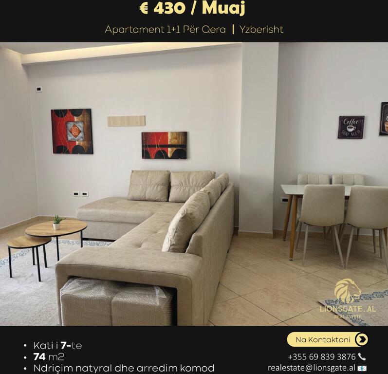 🏡 APARTAMENT 1+1 ME QIRA – YZBERISHT