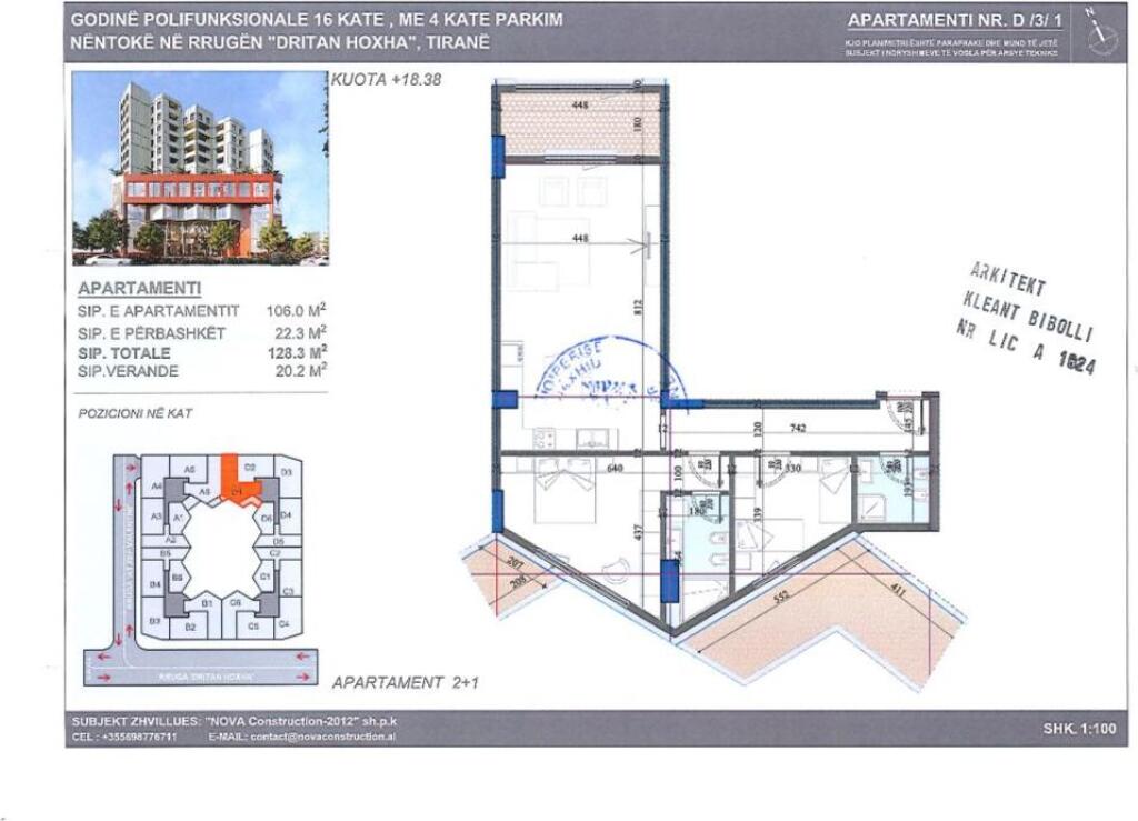 💥 OCCASIONE- APPARTAMENTO 2+1+2 + VERANDA IN VENDITA – VIA DRITAN HOXHA!
