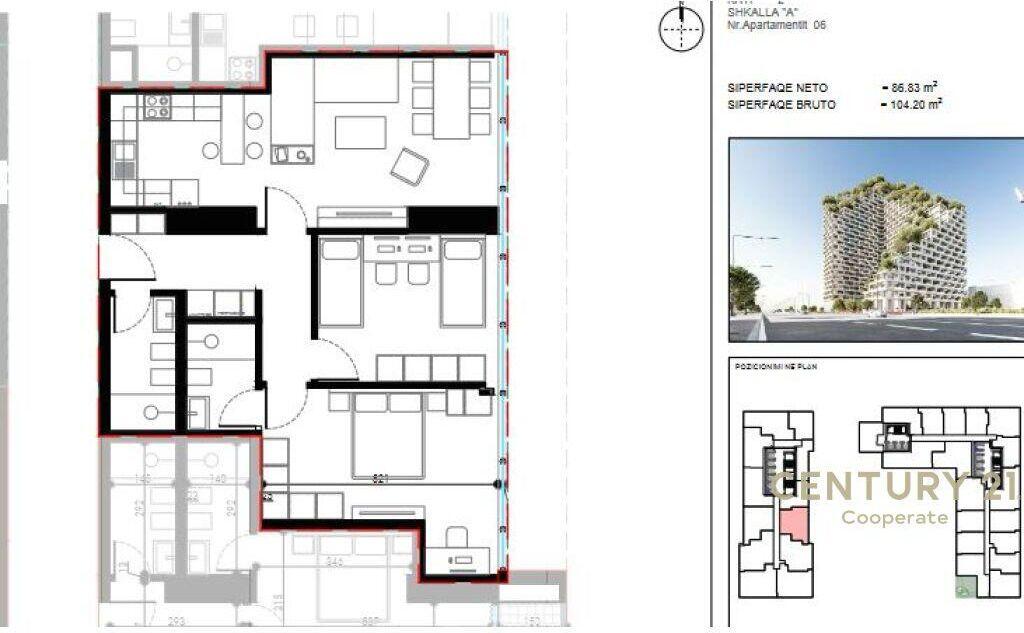 Shitet Apartament 2+1+2 tek  "Lion Rezidence 2"