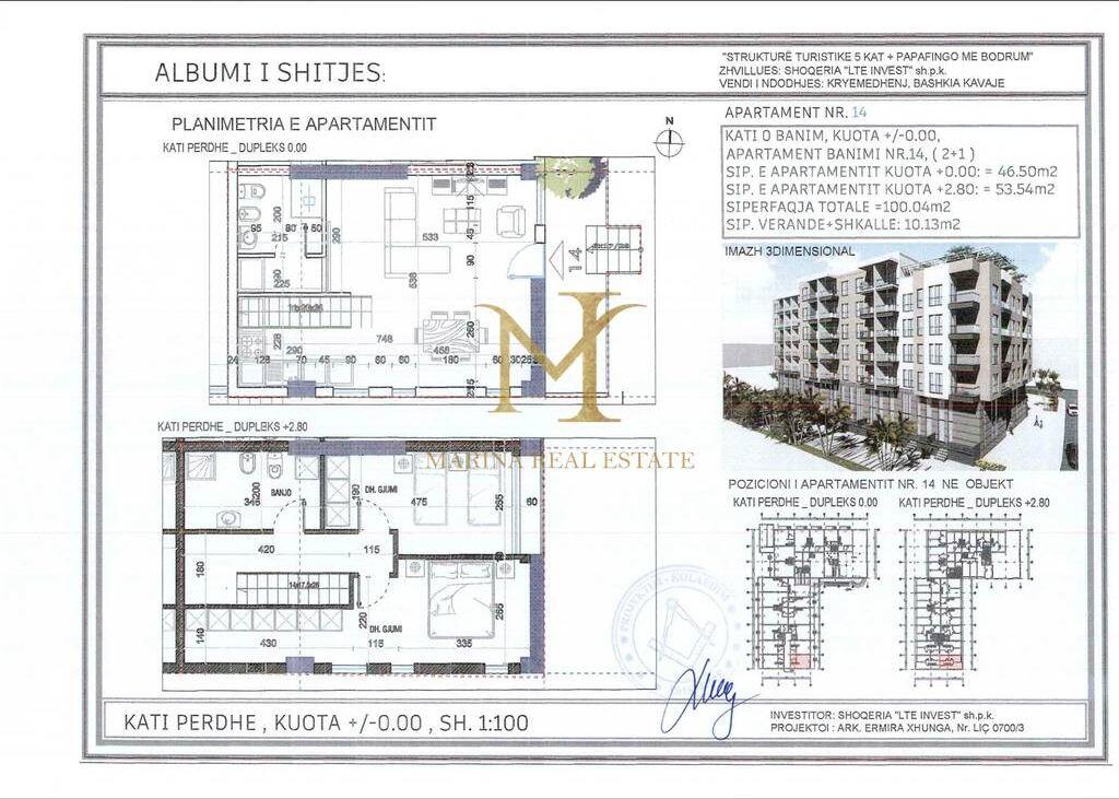 Duplex in vendita a Golem, Durres. Nuovo edificio 2025. 100m2.