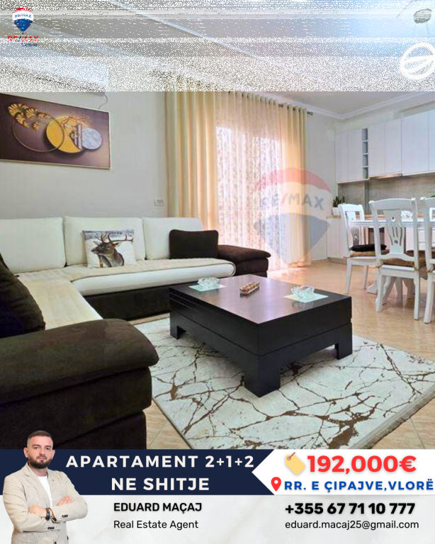 🏢 Apartament 2+1+2 për Shitje – Rruga e Çipajve, Vlorë