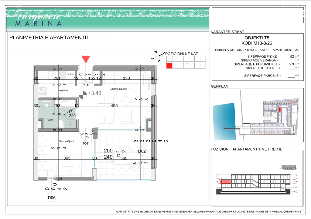 Shitet Apartament 1+1 Turquoise Marina.