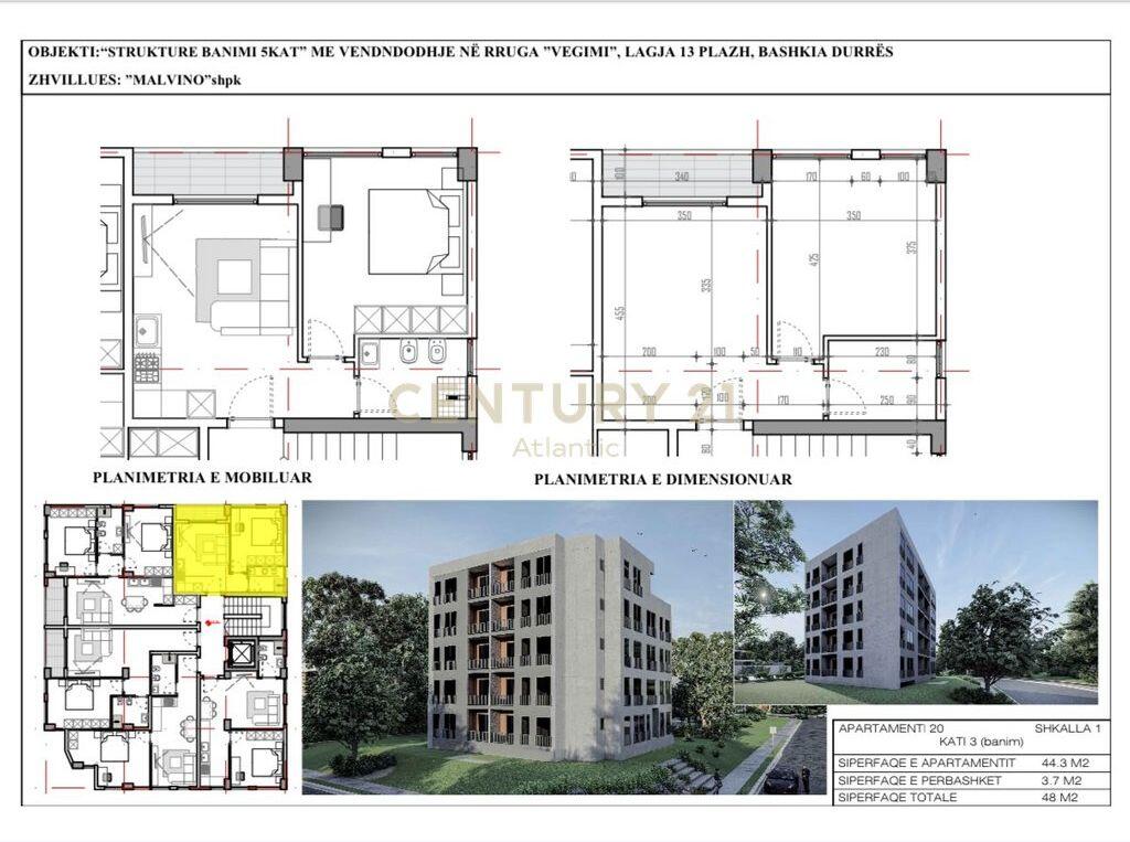 Shitet Apartament Ndertim i ri 1+1 – Rrota Kuqe, Durrës ! 70,000 €