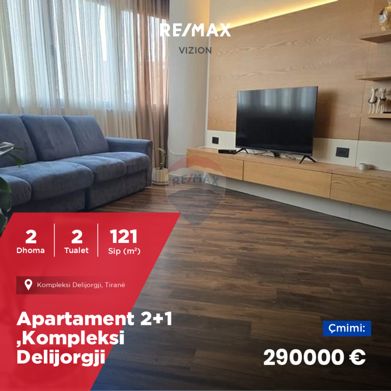 SHITET APARTAMENT 2+1 ,KOMPLEKSI DELIJORGJI!