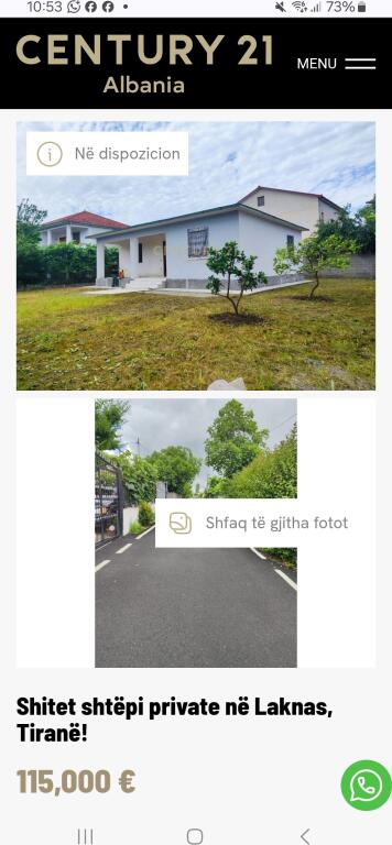 Private house for sale in Laknas, Tirana! 115,000 € Total area  100m2