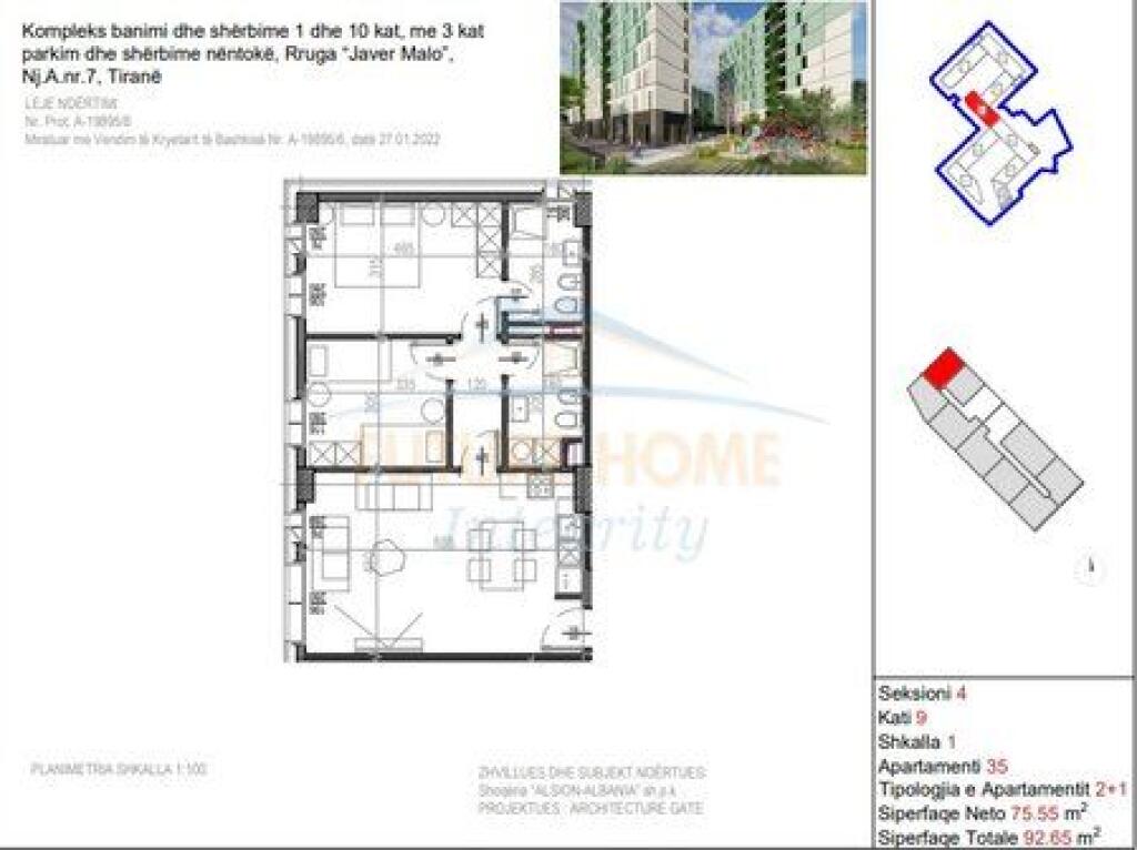 Apartment 2+1+2 for sale, Riverside Residence, Tirana!