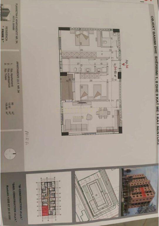SHITET APARTAMENT 2+1+2 NE KAMEZ 100,700 €