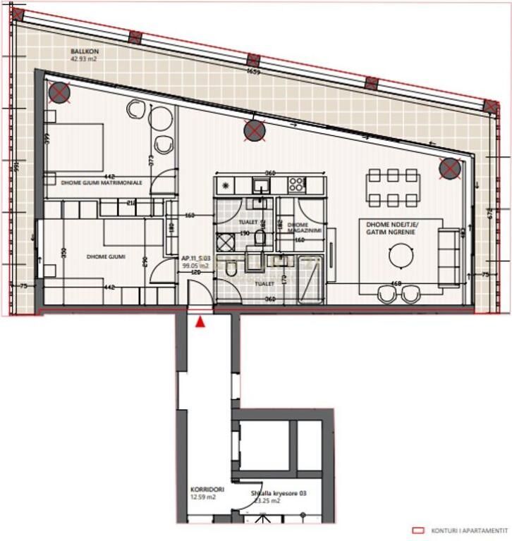 Apartment 2+1+parking space Vlora Marina