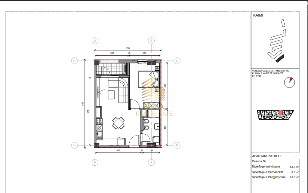 For sale, Apartment 1+1+Blk, Ali Demi- Kaimi Residence, 11,000,000 Lek