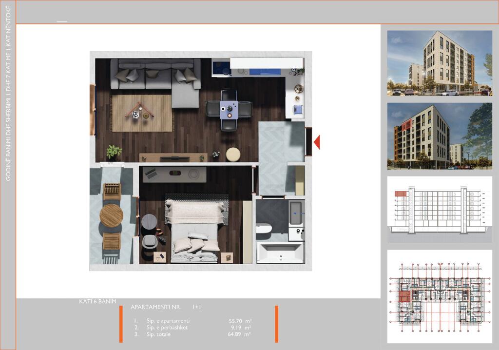 Apartament per shitje ne Kamez 1+1