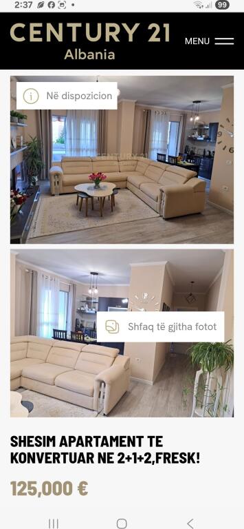 SHESIM APARTAMENT TE KONVERTUAR NE 2+1+2,FRESK!