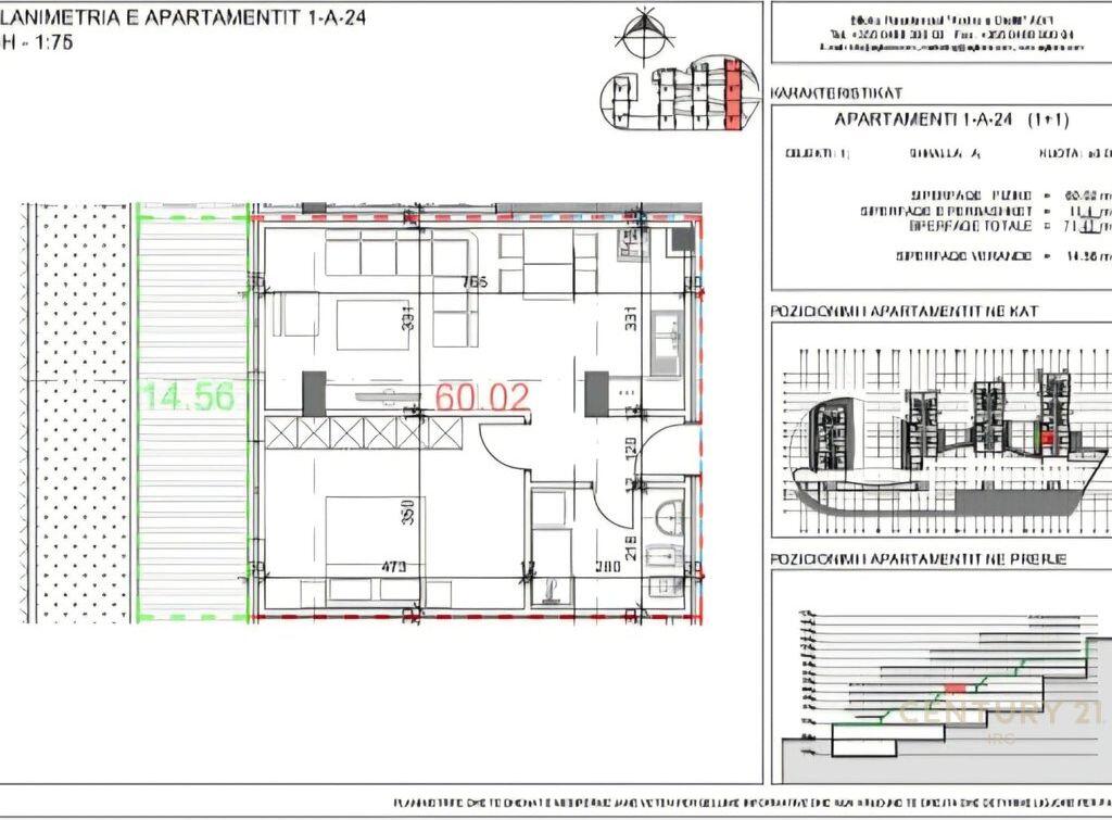 Apartment 1+1 with Veranda for Sale – Kodra e Diellit 2 165,000 € Total Area  86m2