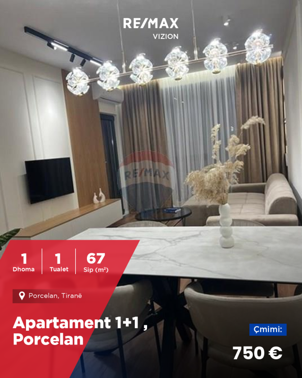 Apartament 1+1 me qira, Porcelan