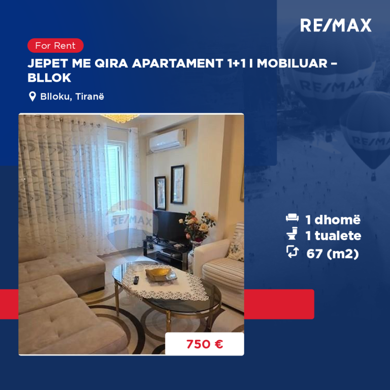 FOR RENT FURNISHED 1+1 APARTMENT – BLLOK